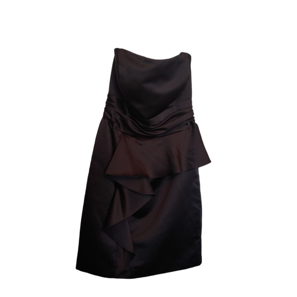 David's Bridal Satiny Black Strapless Formal Cocktail Dress Size 4